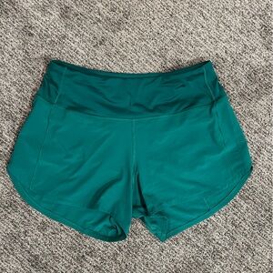 SPEED UP HIGH RISE LINED SHORTS 4 IN CASCADIA GREEN